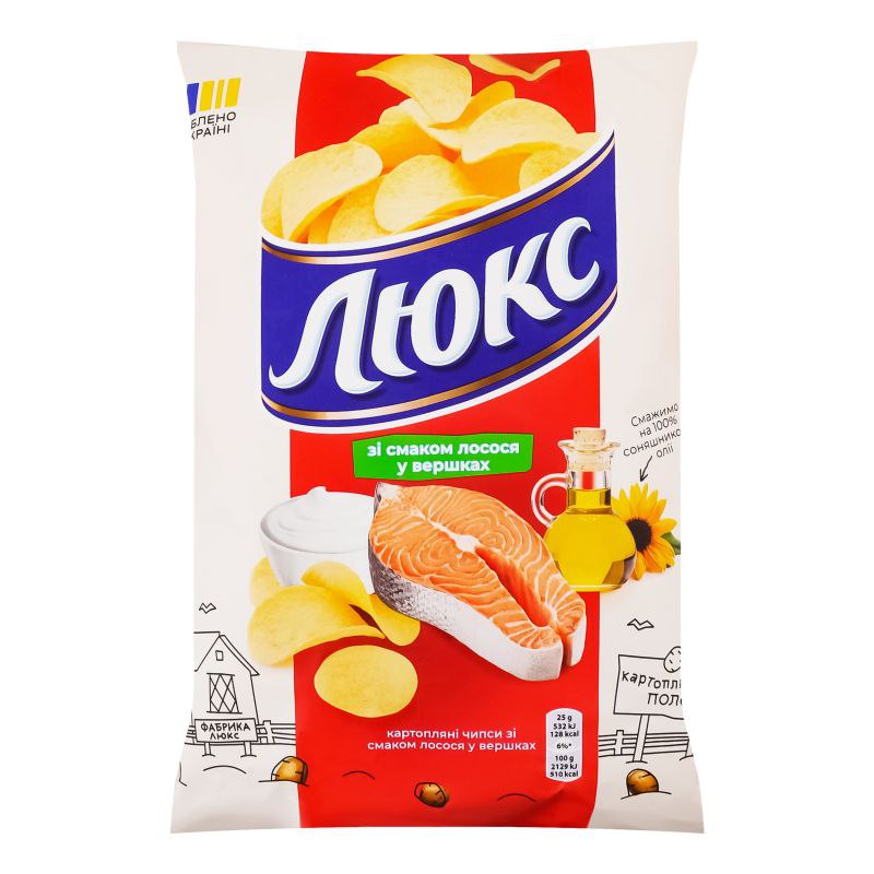 Чіпси картопляні Люкс зі смаком лосося у вершках 125г